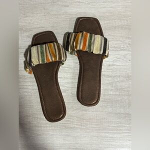Striped Brown Neutral Women's Slides Sandals